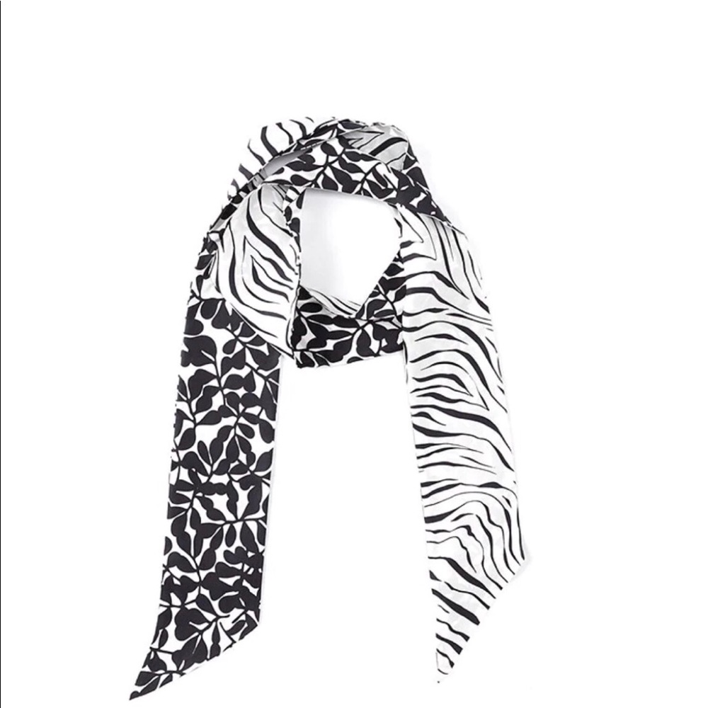 Echo Zebra Vines Silk Skinny Scarf (3.5” x 70”)